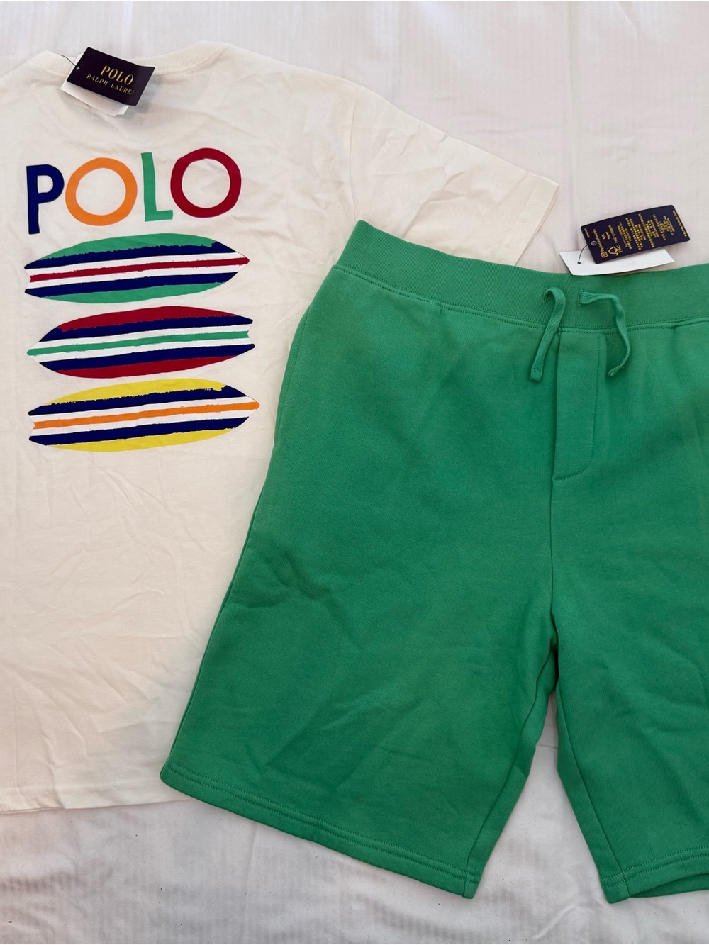 New boys Polo Ralph Lauren Sz XL 18-20 Green Cotton Drawstring Shorts, shirt